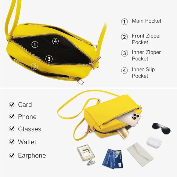 Women’s Small Leather Crossbody Bag with Adjustable Strap and Multiple Pockets - Picture 5 of 7